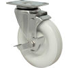 Durable Superior Casters Swivel Top Plate Caster - 5&quot;Dia. Poly with Tech Lock - 375 Lb. Cap.