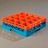 Carlisle RG16-1C412 - Opticlean™ 16-Compartment Glass Rack W/ 1 Extender, Orange-Carlisle Blue - Pkg Qty 4