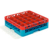 Carlisle RG25-1C410 - Opticlean™ 25-Compartment Glass Rack W/ 1 Extender, Red-Carlisle Blue - Pkg Qty 4