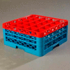 Carlisle RG25-3C410 - Opticlean™ 25-Compartment Glass Rack W/ 3 Extenders, Red-Carlisle Blue - Pkg Qty 2