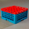 Carlisle RG25-4C410 - Opticlean™ 25-Compartment Glass Rack W/ 4 Extenders, Red-Carlisle Blue - Pkg Qty 2