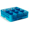 Carlisle RG9-114 - Opticlean™ 9-Compartment Glass Rack W/ 1 Extender, Carlisle Blue - Pkg Qty 4