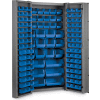 Global Industrial™ Bin Cabinet Deep Door - 132 Blue Bins, 16 Ga All-Welded Cabinet 36 x 24 x 72