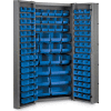Global Industrial Bin Cabinet Deep Door - 132 Blue Bins, 16 Ga All-Welded Cabinet 36 x 24 x 72