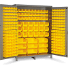 Global Industrial™ Bin Cabinet Flush Door - 227 Yellow Bins, 16 Ga. All-Welded Cabinet 60x24x84