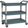 Rubbermaid® Xtra Service Cart, Aluminum Posts, 3 Shelf, 40-3/4"Lx20"W, Gray