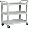 Rubbermaid® Xtra Service Cart, Aluminum Posts, 3 Shelf, 40-3/4"Lx20"W, White