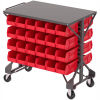 Akro-Mills Shelf-Top Bin Cart - 38-1/2 x24x36-1/2&quot; - (48) 5-1/2 x10-7/8 x5&quot; Bins - Red