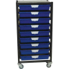 StorSystem Metal Tote Cart CE2301PR-9S - 9 Extra Wide Red Totes 21-7/8" x 17-7/8" x 40-3/4"