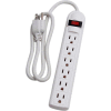 Power Strip, 6 Outlets, 15A, 3' Cord, White