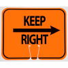 Cone Sign- Keep Right, Black On Orange W/ Arrow - Pkg Qty 5