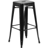 Flash Furniture Backless Barstool - Metal - Square - Black - Pkg Qty 4