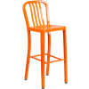 Flash Furniture 30"H Orange Metal Barstool with Vertical Slat Back