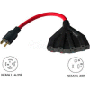 Conntek, 20501-1P5, 1.5', 20A Generator Locking Extension Cord with NEMA L14-20P to 15/20R*4, Red