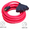 Conntek 20501, 25', 20A Generator Locking Extension Cord with NEMA L14-20P to 15/20R*4, Red