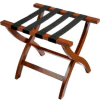 Premier Curved Wood Flat Top Luggage Rack, Walnut, Black Straps, 1 Pack