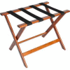 Deluxe Flat Top Wood Luggage Rack, Cherry Mahogany, Black Straps 1 Pack