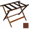 Economy Flat Top Wood Luggage Rack, Dark Oak, Brown Straps 1 Pack
