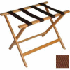 Economy Flat Top Wood Luggage Rack, Light Oak, Brown Straps 1 Pack