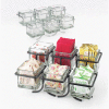 Cal-Mil 1809-13 Iron 6 Glass Jar Display 14"W x 9"D x 7"H Black