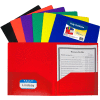 C-Line Products 2-Pocket Heavyweight Poly Portfolio Folder w/ Business Card Holder, Assorted Colors - Pkg Qty 18