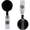 C-Line Products Retracting ID Card Reels,Belt Clip with Snap-on ID Strap, Black, 25/BX