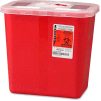 Covidien 2-Gallon Biohazard Sharps Container with Rotor Opening Lid, 10-1/2"W x 7-1/4"D x 10"H, Red