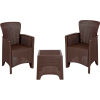 Flash Furniture 3-Piece Chocolate Faux Rattan Plastic Chair Set w/ Matching Side Table