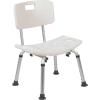 Flash Furniture Hercules Series Adjustable Height Bath Chair with Back, White