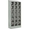 Digilock LockUp Six Tier 18 Door Electronic Locker W/Clear Doors, 12"Wx18"Dx12"H, Gray, Assembled
