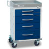 Detecto&#174; Rescue Series Anesthesiology Medical Cart, White Frame with 5 Blue Drawers