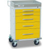 Detecto&#174; Rescue Series Isolation Medical Cart, White Frame with 5 Yellow Drawers