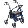 Drive Medical 795B Duet Transport Wheelchair Chair Rollator Walker, Blue, 8" Casters