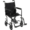 Lightweight Aluminum Transport Wheelchair, Black Frame, 19" Seat Width
