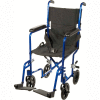 Lightweight Aluminum Transport Wheelchair, Blue Frame, 19" Seat Width