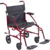 Fly-Lite Aluminum Transport Chair, Burgundy Frame, Black Upholstery
