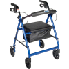 Aluminum Rollator with 6" Casters, Fold Up and Removable Back Support, Padded Seat, Blue