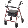 Aluminum Rollator with 7.5" Casters, Red