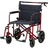 Bariatric Aluminum Transport Chair, Red Frame, 22" Seat Width, 450 lb. Capacity