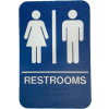 Don Jo HS 9070 03 - Restrooms ADA Sign, 6" x 9", Blue With Raised White Lettering - Pkg Qty 10