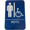 Don Jo HS 9070 07 - Boy's/Handicap ADA Sign, 6" x 9", Blue With Raised White Lettering - Pkg Qty 10