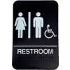 Don Jo HS 9090 32 - Women's/Men's/Handicap ADA Sign, 6" x 9", Black With Raised White Lettering - Pkg Qty 10