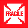 Paper Labels w/ "Fragile" Print, 2-1/2"L x 2-1/2"W, White & Red, Roll of 500