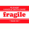 Fragile Please Handle With Care Thank You 2" x 3" - White / Red