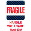 Paper Labels w/ "Fragile Handle w/ Care Thank You" Print, 4"L x 6"W, White/Black/Blue, Roll of 500