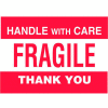 Fragile 3" x 5" - White / Red