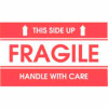 Paper Labels w/ "Fragile This Side Up Handle w/ Care" Print, 6"L x 4"W, Red/White, Roll of 500