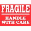 Fragile Handle With Care 3" x 4" Label - Red / White