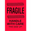 Fragile Handle With Care This Side Up 4" x 6" - Fluorescent Red / Black