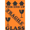 This End Up Fragile Glass 4" x 6" - Fluorescent Orange / Black